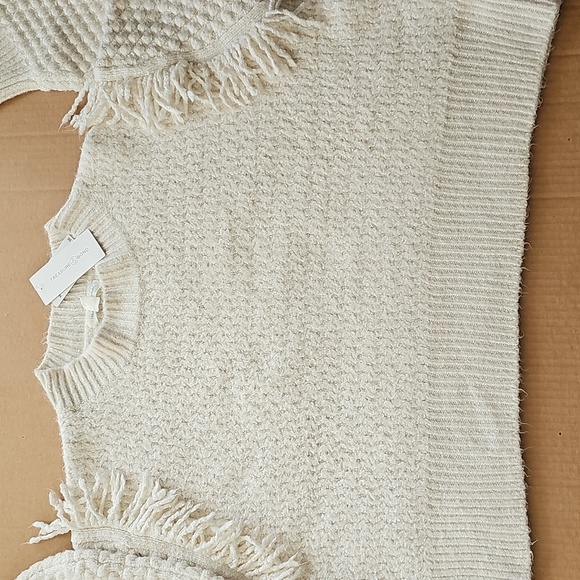Treasure & Bond Mixed Stitch Fringe Chunky Sweater 1X Ivory Dove New - Picture 13 of 15